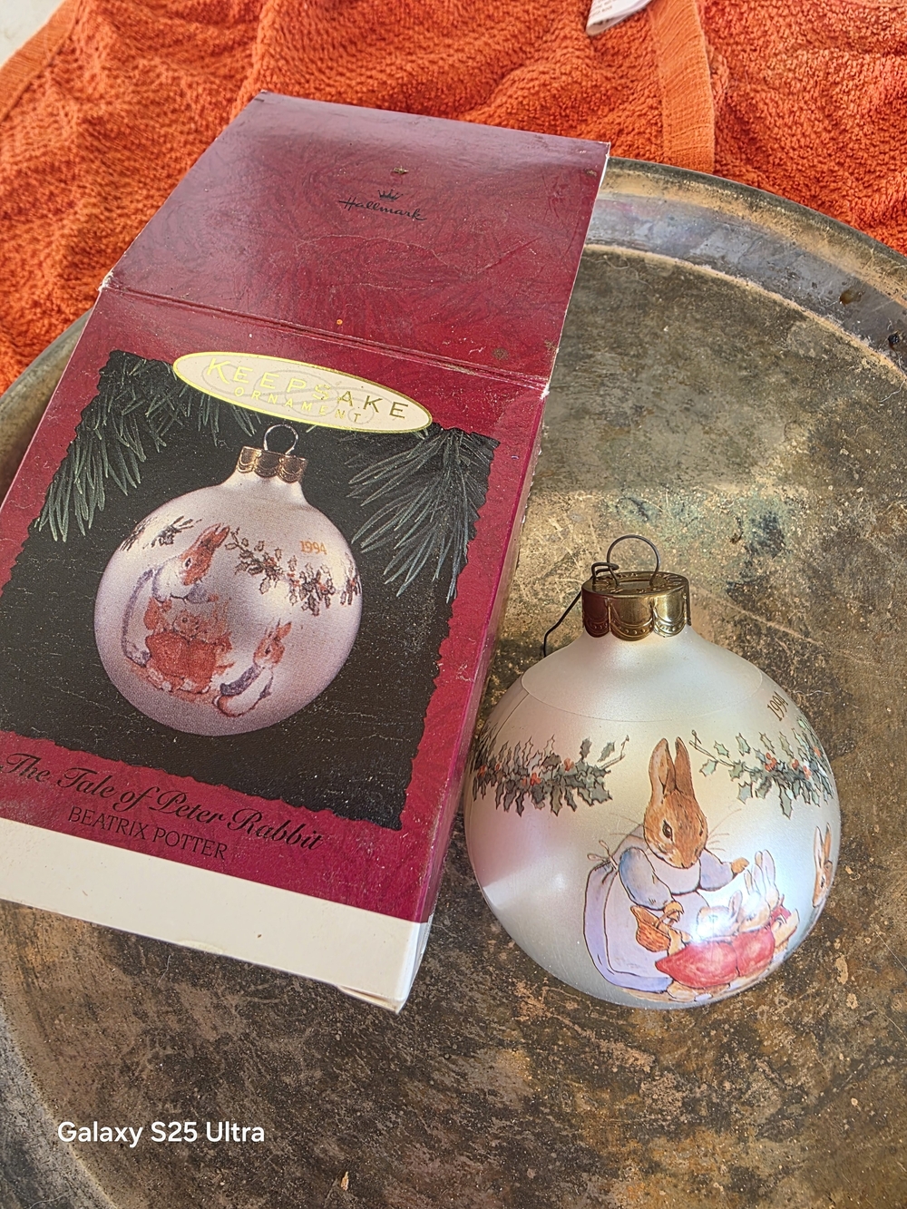 Hallmark Pink Peter Rabbit Keepsake Glass Ornament